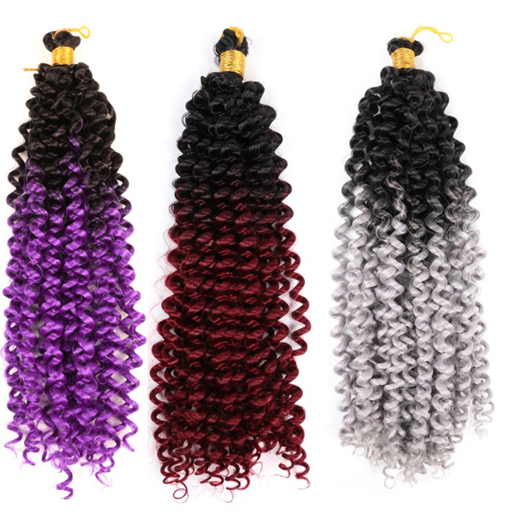 14inch Ombre Kinky Curly Water Wave Crochet Braiding Hair Pre stretched Synthetic Hair Braids Extension Marley Bob