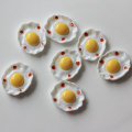 Χαριτωμένα αυγά τηγανητές στρογγυλές ρητίνες Kawaii χαλαρές χάντρες ρητίνης 25 * 21mm