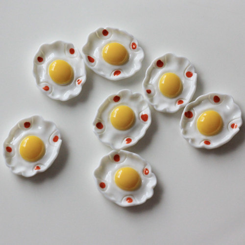 Oeufs au plat mignons résine ronde Kawaii perles de résine en vrac 25*21mm pas cher Slime faisant des accessoires fournitures jouet