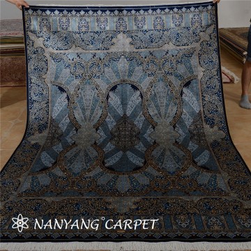 5.5'x8' Blue  Silk Persian Tabriz Carpet