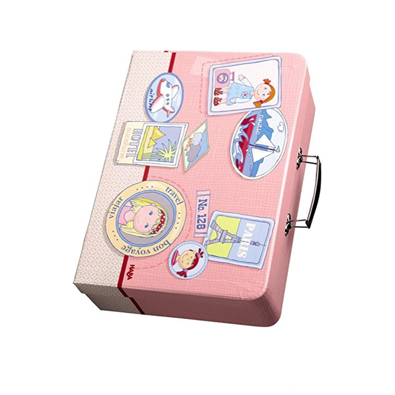 Pink Packaging Sturdy Cardboard Suitcase for Doll