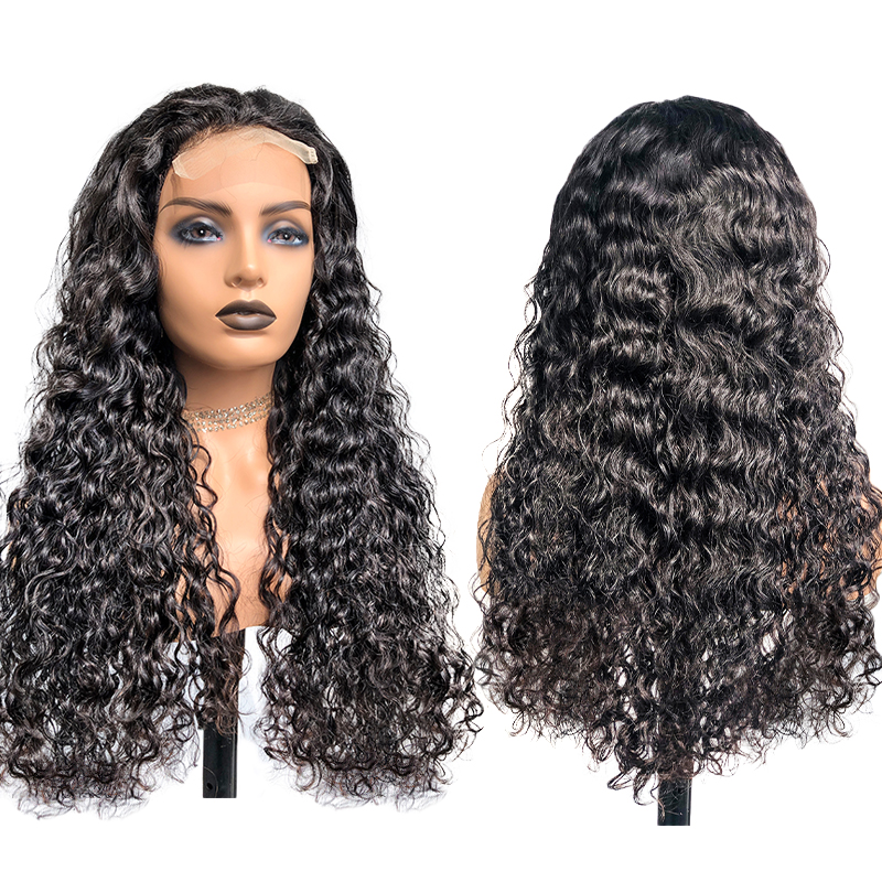 wholesale wigs 100% human hair Brazilian 4*4 closure water wave human hair wig lace front glueless wigs for black women