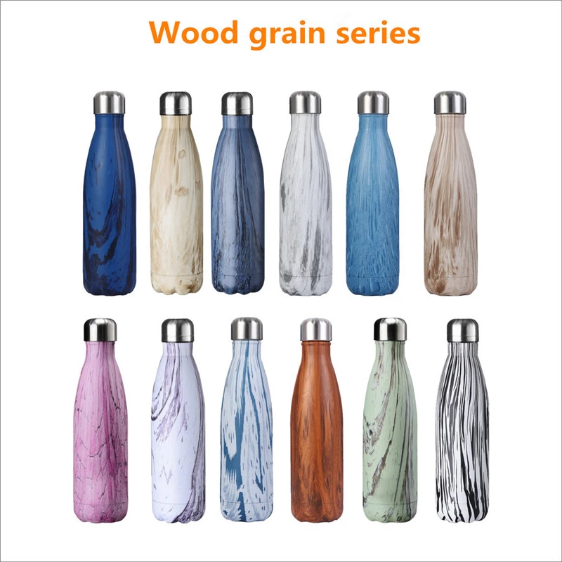 Amazon Customized 500ml Wooden Colors Stainless Steel Insulated Water Bottler For Kids And Students