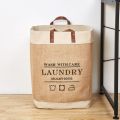 Jute Canvas Rollapsible Laundry Baskets Waterproof Laundry Hamper With Handles Kulit