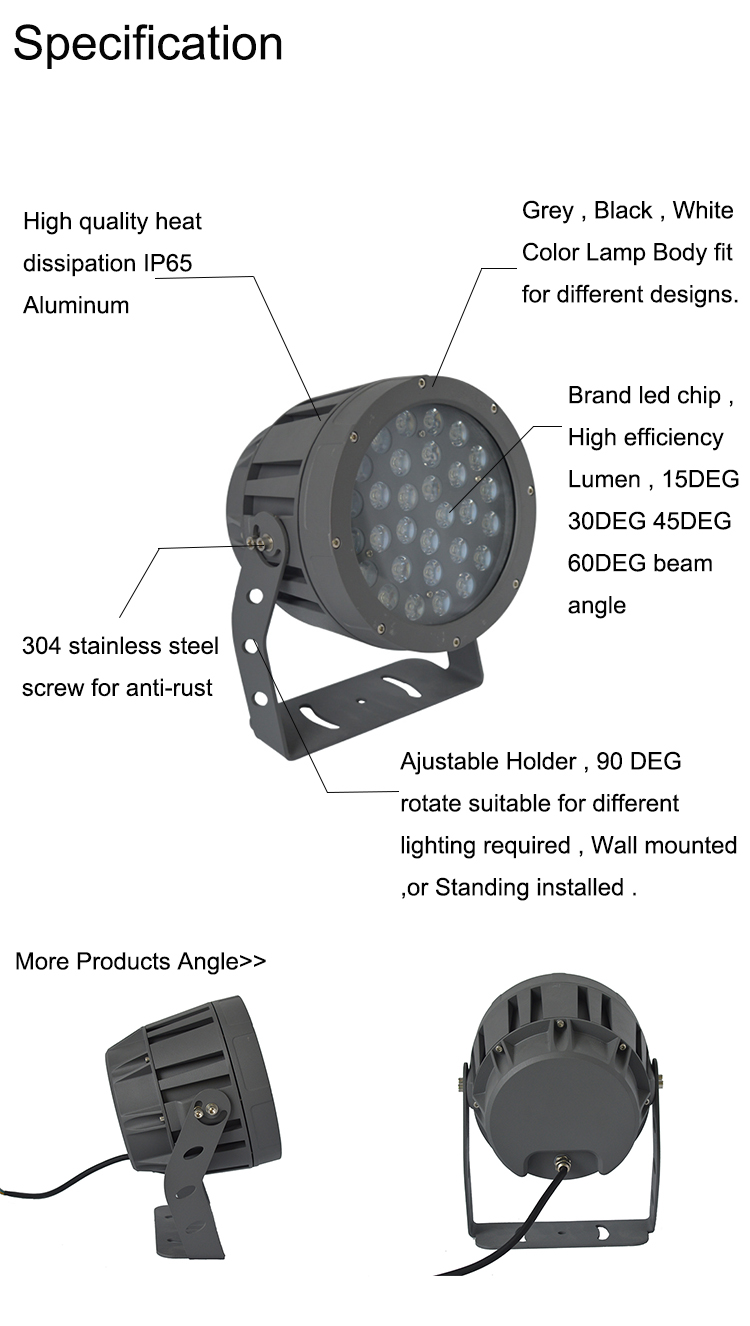 Aluminum waterproof garden square building ac110v 220v rgb grey housing 30w led flood light