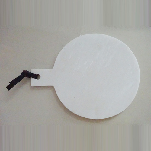 Marmer putih bulat cincang Board dengan menangani