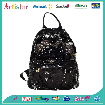 black and silver sequins backpack