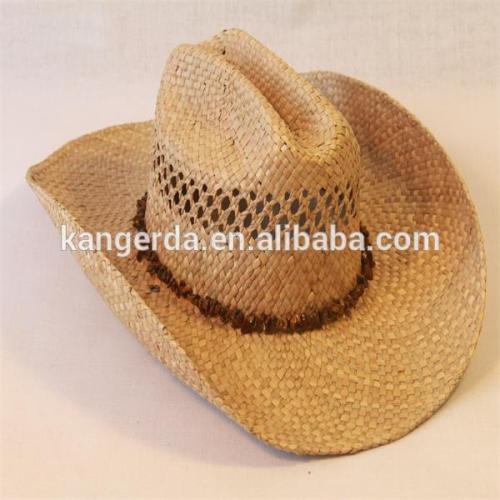 100% straw nature color man cowboy hat with beads accessories