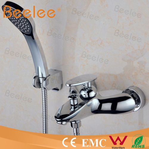 Contemporary in-Wall Mounted Bathroom Bath Shower Mixer Faucet Inc Hose and Handset Chrome Plated