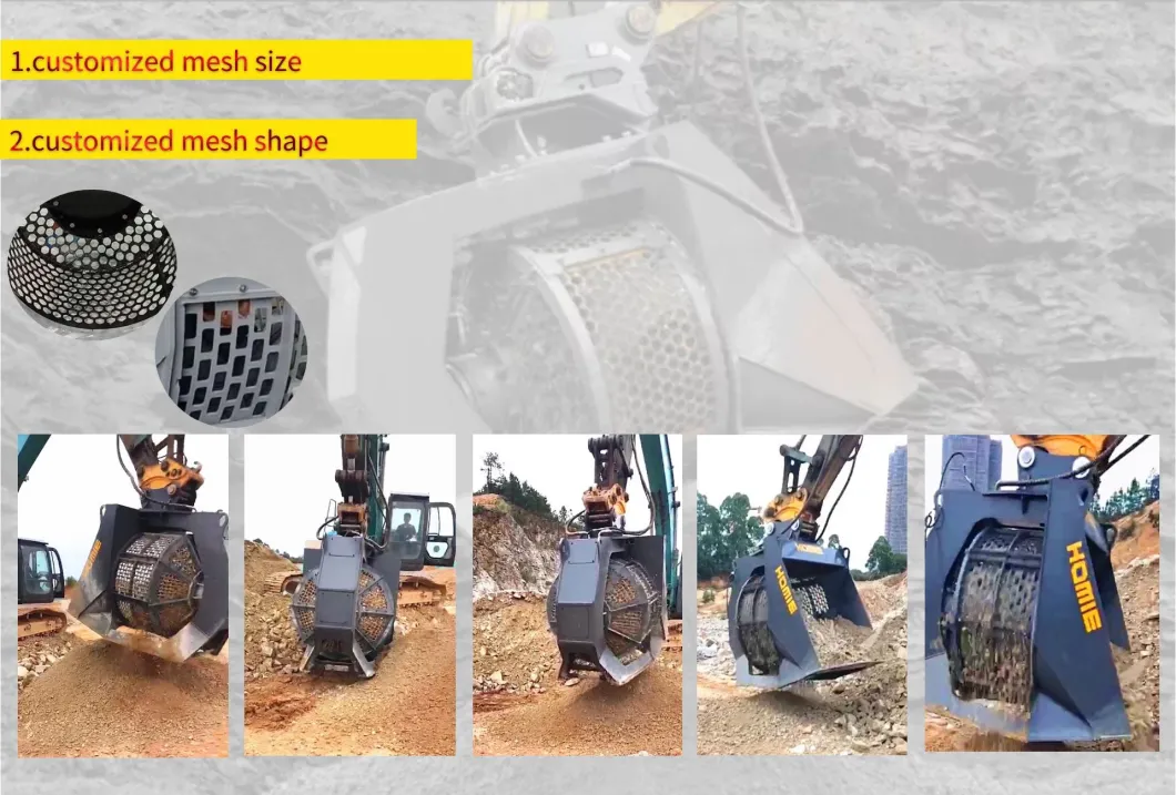 Hmbs08 Rotary Soil Screening Bucket For 25t Excavator, High Quality Hmbs08 Rotary Soil Screening