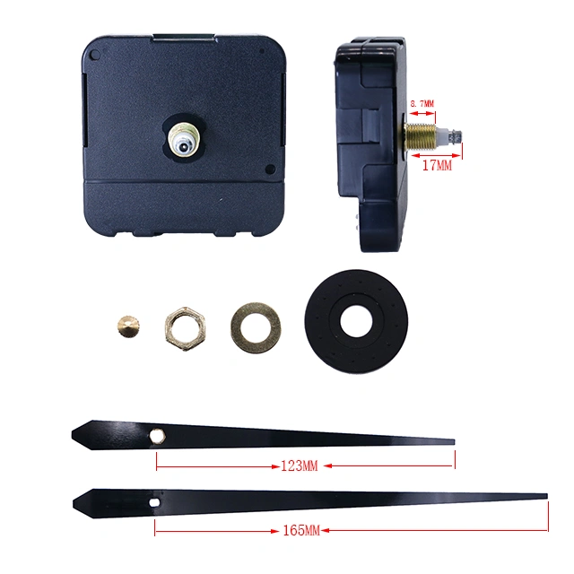 Hr1688 17 mm High Torque I Shaft Plastic Hanger Clock Movement with 123 mm 165 mm Clock Hand