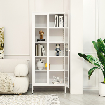 Storage Cabinet with Tempered Glass Display Cabinet