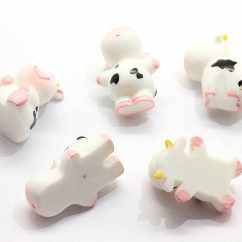 100Pcs Resin Cute Farm Cow Cabochons 30*38MM Baby Cows Charms Farm Animal Terrarium Cow Cabs BOutique Hair Bow Making