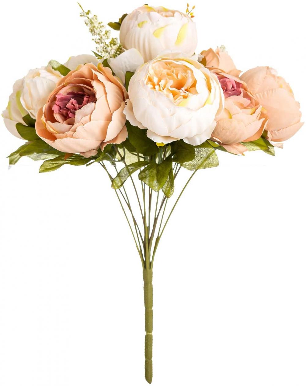 Bouquet de pivoine de soie avec vase en céramique