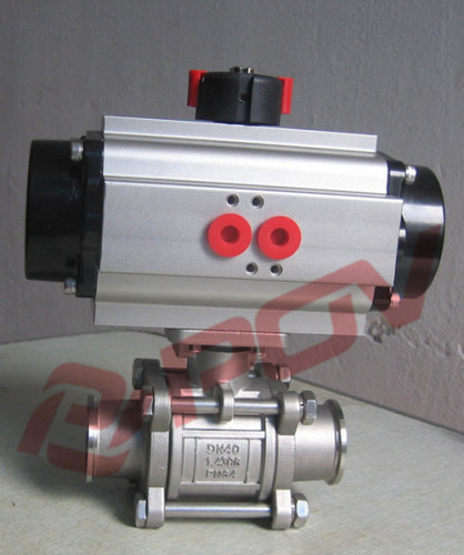 ss304 3pc welding pneumatically actuated ball valves with solenoid valve