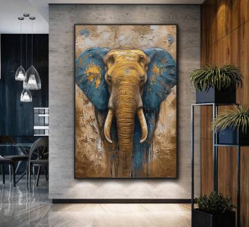Elephant Abstract Wall Art - Framed Poster for Living Room Decor