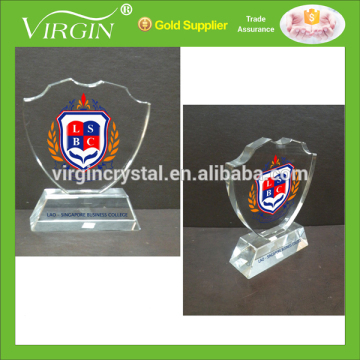 Wholesale custom crystal shield shape trophy plaque for business gift award plaque