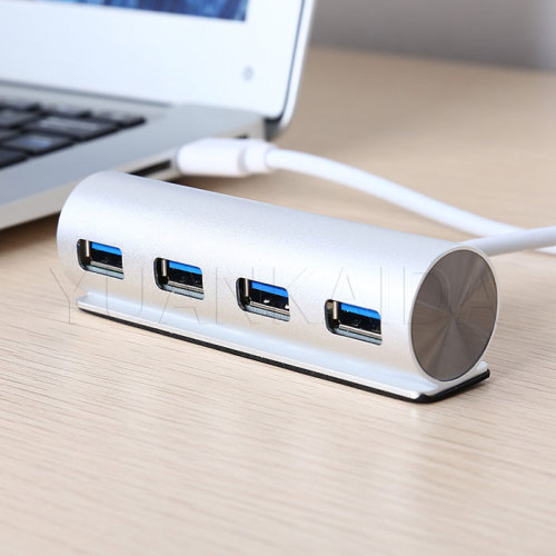 Cylindrical aluminum usb 3.0 hub 4 port