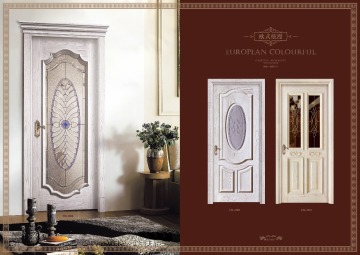 composite solid wooden door with tempered glass