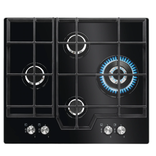 Hobs 4 Fires Smeg Black Tempered Glass