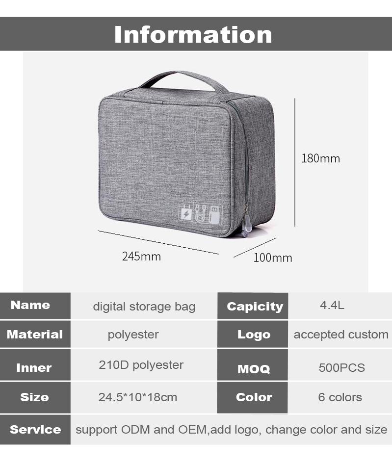 Double Layers Digital Storage Bags Waterproof Electronic Device Cabel Accessories Travel Bag Organize