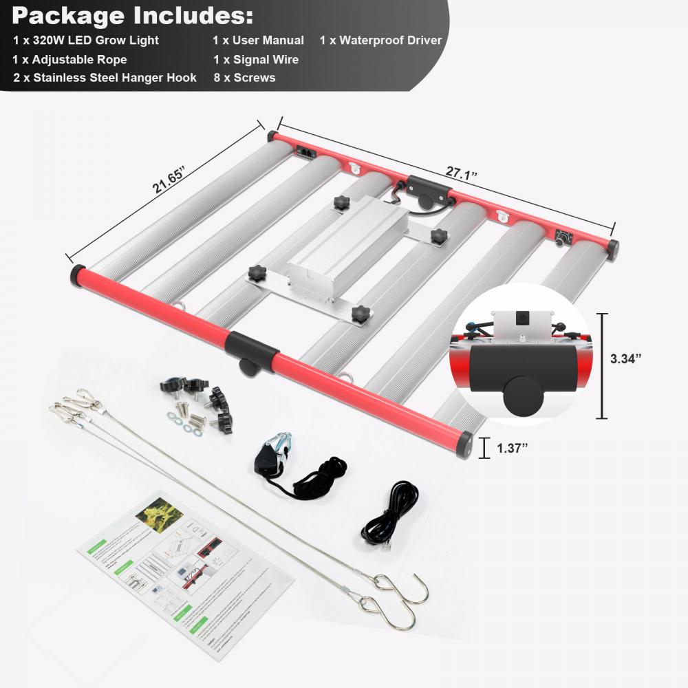 Aglex 320W عالية العائد الكامل dimmable تنمو النمو المصابيح LED النباتات الزرقاء مصابيح LED ضوء النمو مع LM281B LM301