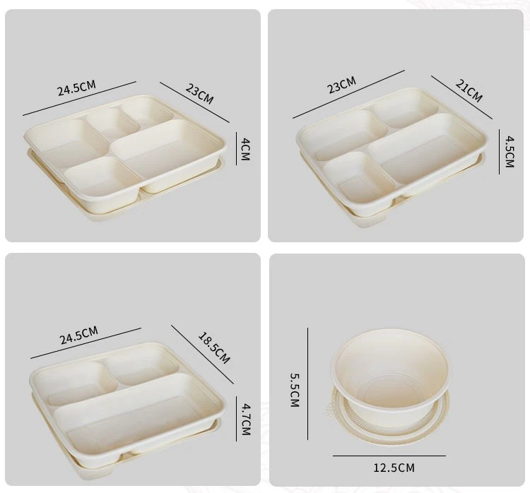 Eco - Friendly Sugarcane Disposable Round Shape Plates Paper Lunch Tray