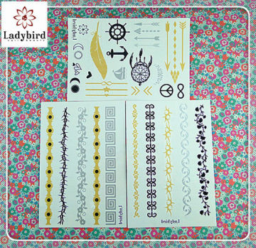 Gold metallic finished fake flash tattoo High Quality Metallic Temporary Tattoo