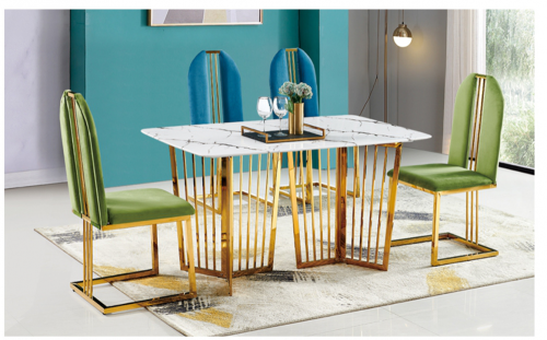 Gold Painted Simple Luxury Square Dining Table