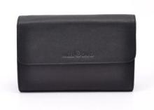 Fashion Black Mens Leather Bag / Wristlet Bag for Business