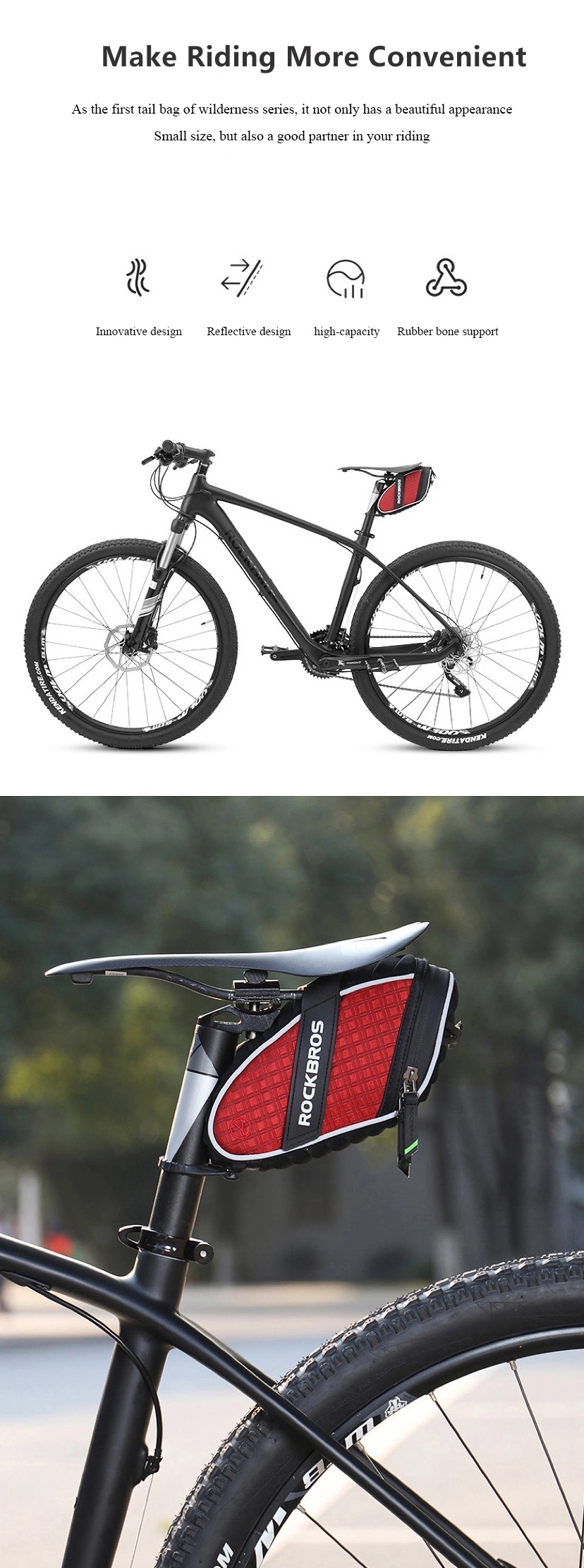 Hot Selling Outdoor Bicycle Clip-on Expandable Saddle Bag Made in China