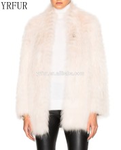 YRFUR Factory YR472A European Luxury White Racoon Fur Coat Real Fur Garment