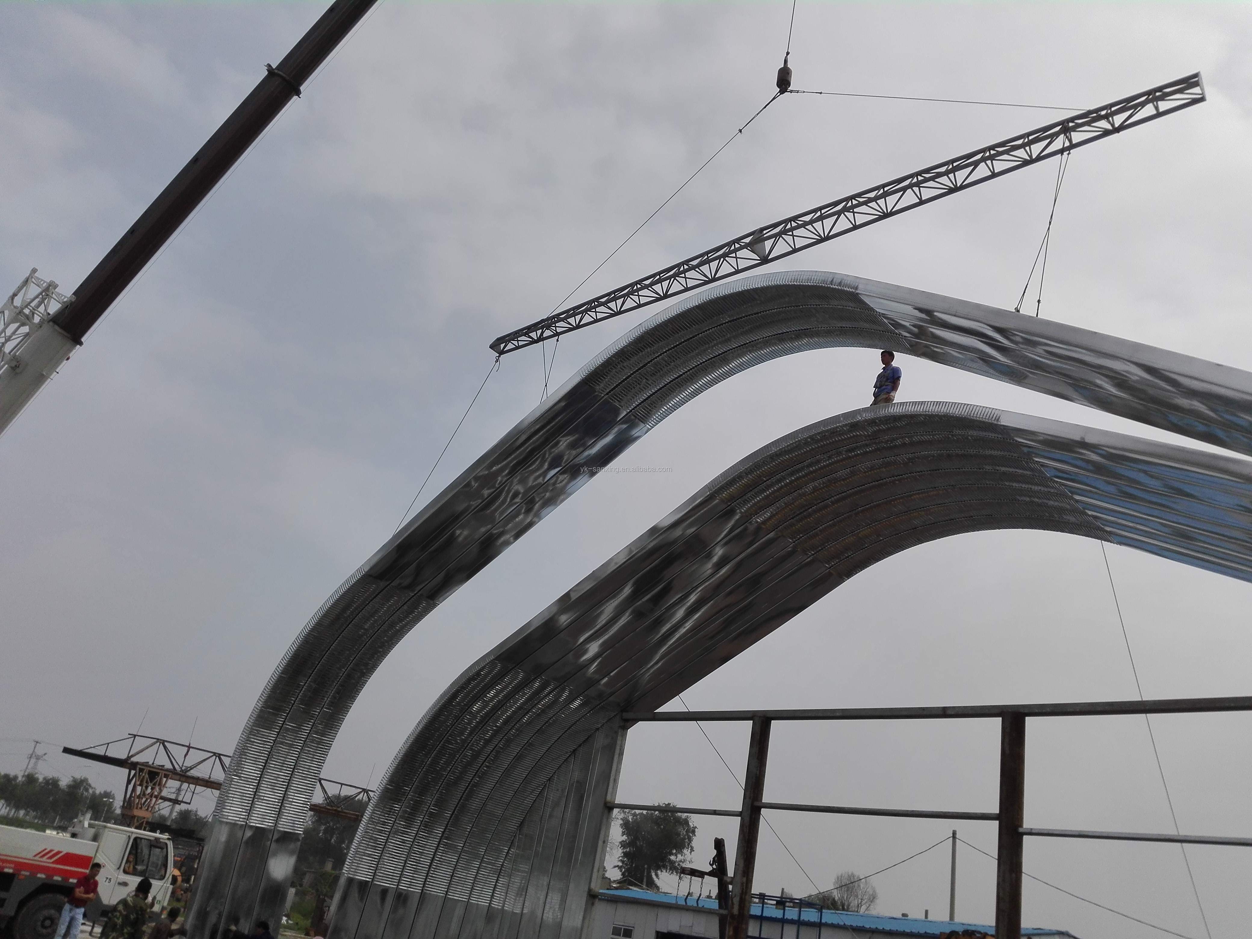 SX120-SUBM-600-305 k q span curve roof galvanized iron parking ground/area/lot arch roof building machine