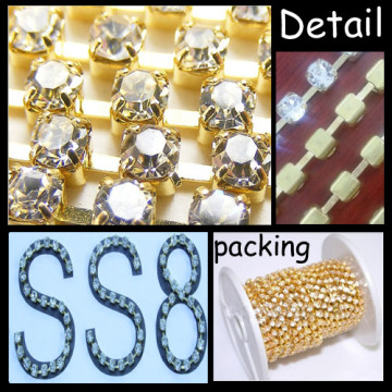 SS8 No plating Round Base Claw Cup Chaton Chain