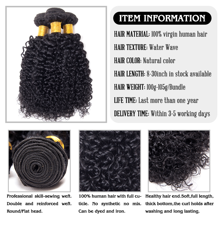 Thick ends factory price cuticle aligned water wave hair, raw indian hair unprocessed virgin