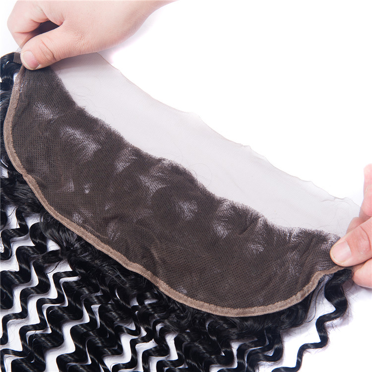 Wholesale Price Raw Indian Hair Deep Wave Human Hair Weave  Ear To Ear 13*4  Lace Frontal Closure