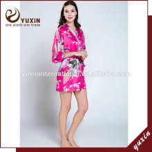 Wholesales silk short robe satin sexy robes for spa Silk Pajama WR011