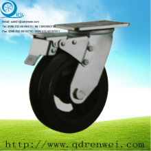 cast iron rubber caster with brake