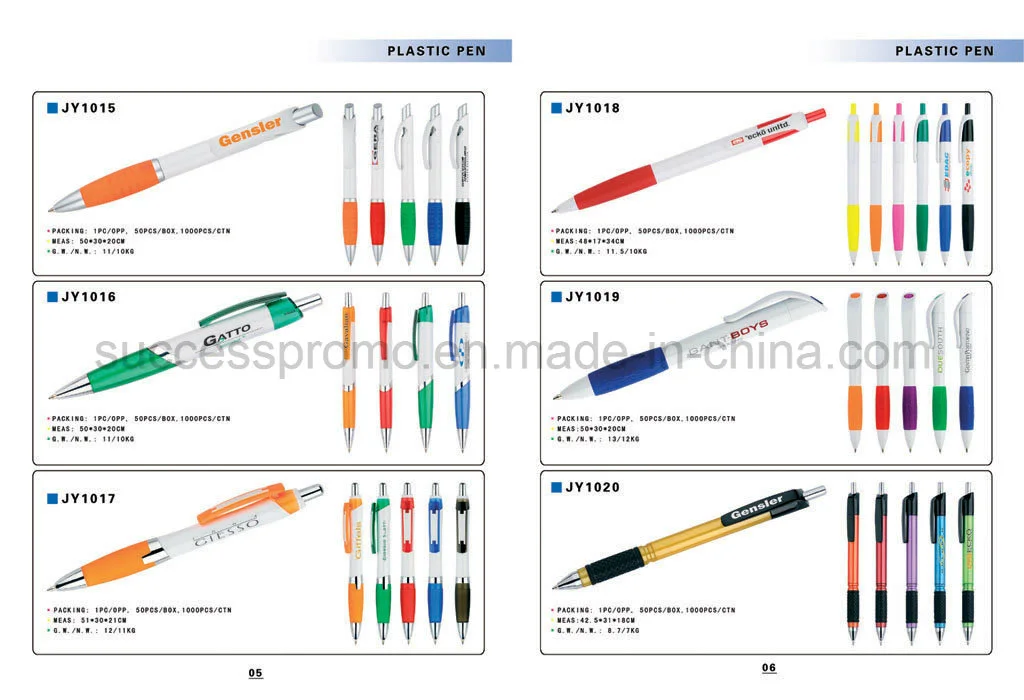 Plastic Ballpoint Stationery Pen with Customized Shaped