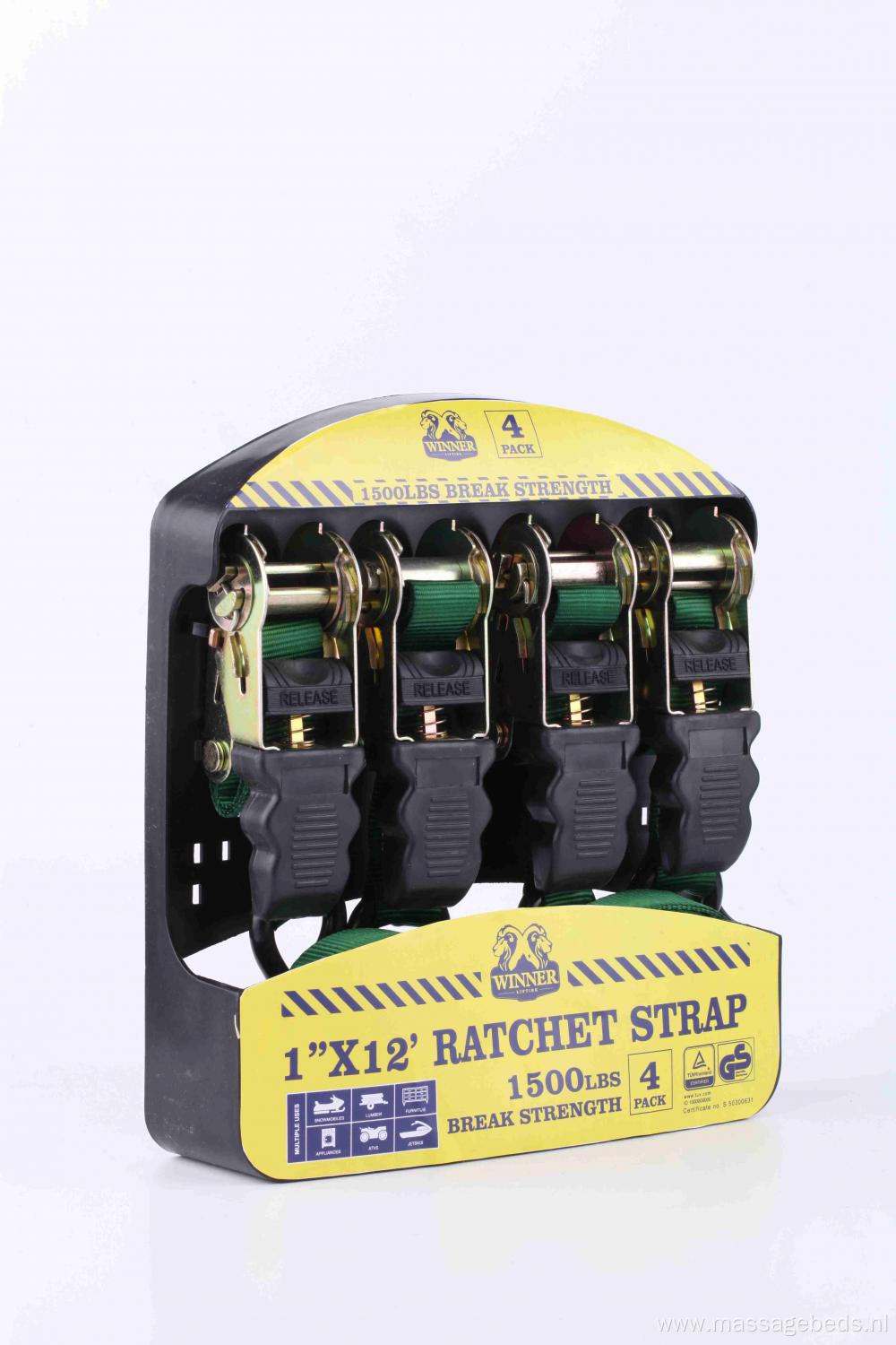 25mm Rubber Handle Packaged Ratchet Strap