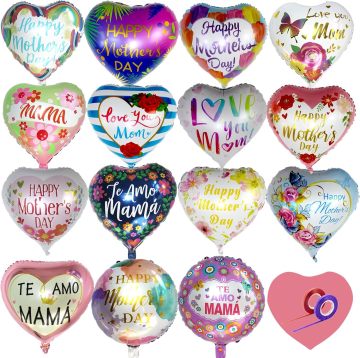Heart-shaped balloons for Mother's Day