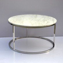 table basse ronde en marbre en acier inoxydable