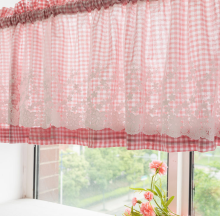 Korean Coffee Shop Half Short Cabinet Cupboard Valances Lace Gauze Lattice Kitchen Curtain