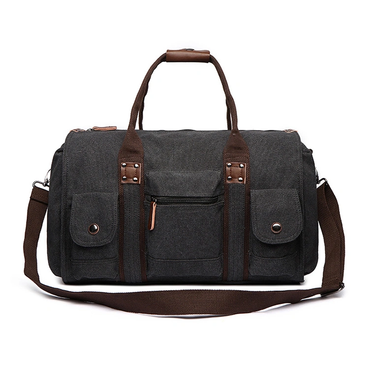 European and American Style Large Capacity Canvas Handbag Men and Women's Pure Color Travel Bag