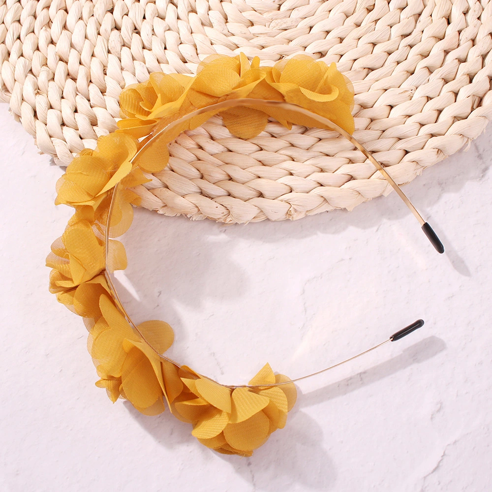 Good Quantiy Gauze Fabric Headband Beautiful Flower Fashion Hair Band Hoop Clip for Girl