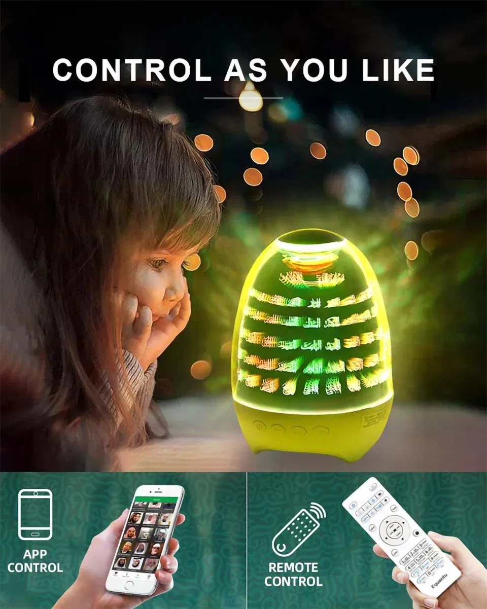 Muslim-Friendly Bluetooth Speaker with Quran and Soothing Night Light