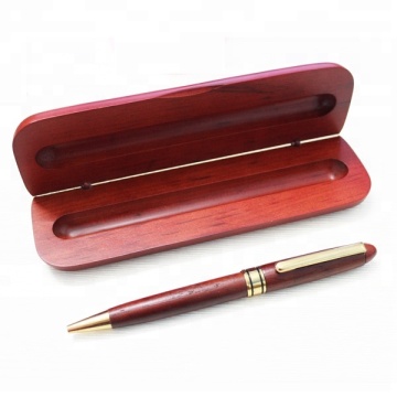 Executive Wooden Pen Box with Engraved Logo - Premium Wood Pen Set