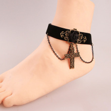 Black Velvet Lace Anklet With Cross Pendant Anklet Bracelet