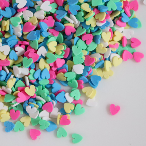 500g Pastel 5mm Heart-Shaped Polymer Clay Sharp-bottomed Heart Slices Sprinkles for Arts Decoration Diy Crafts Filler Accessorie