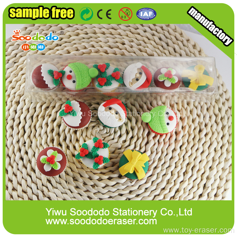 Cute Christmas Cake Shaped Eraser,Newest box package eraser puzzled